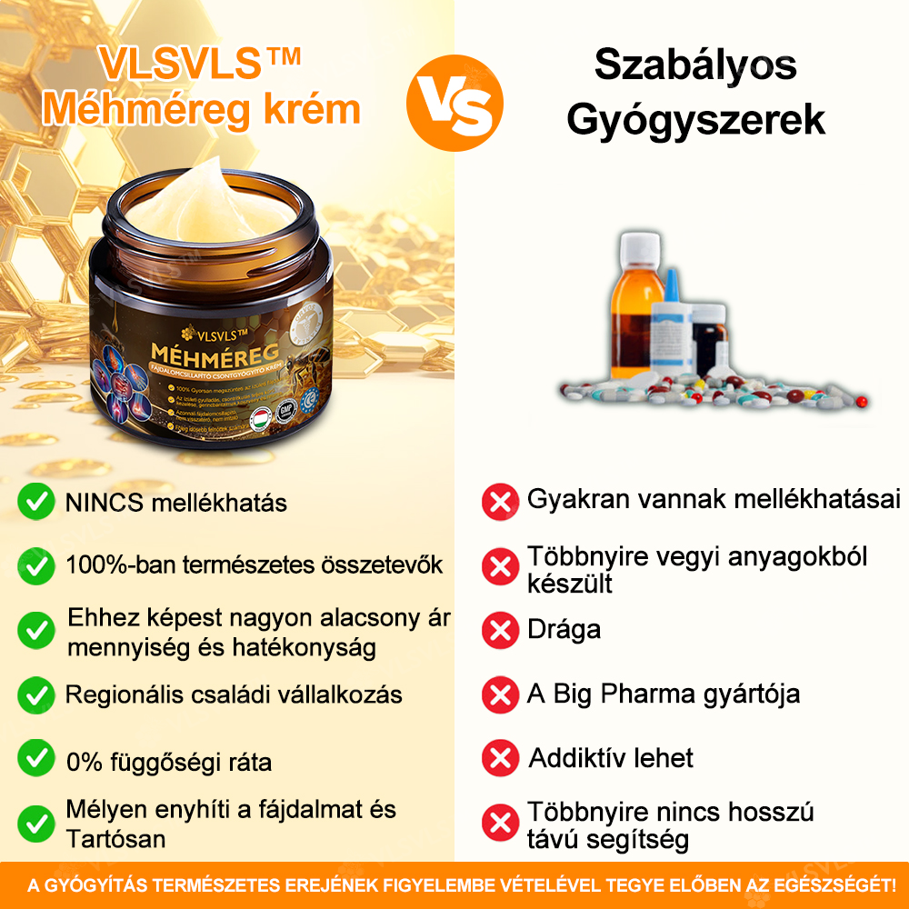 VLSVLS™ Méhméreg Azonnali Ultra Erős Fájdalomcsillapító Krém - (Enyhíti a fájdalmat ízületi gyulladás, izomfájdalom, hátfájás, térdek, hát, vállak, csípők, csuklók, kezek esetén)