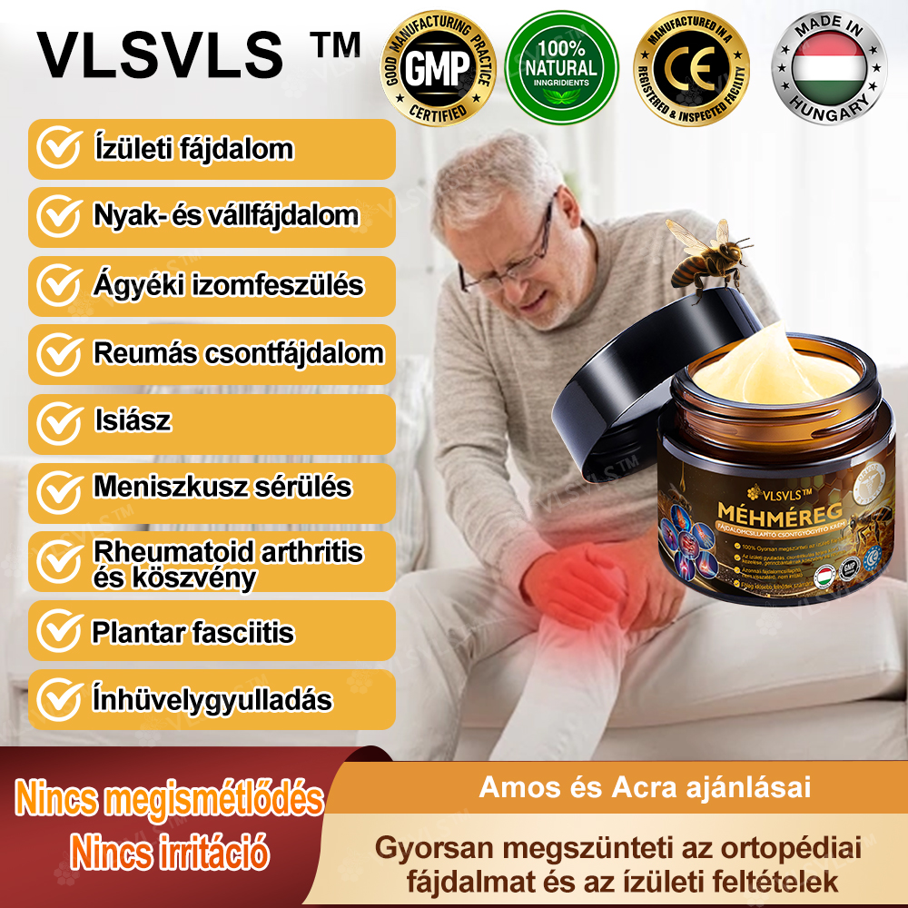 VLSVLS™ Méhméreg Azonnali Ultra Erős Fájdalomcsillapító Krém - (Enyhíti a fájdalmat ízületi gyulladás, izomfájdalom, hátfájás, térdek, hát, vállak, csípők, csuklók, kezek esetén)