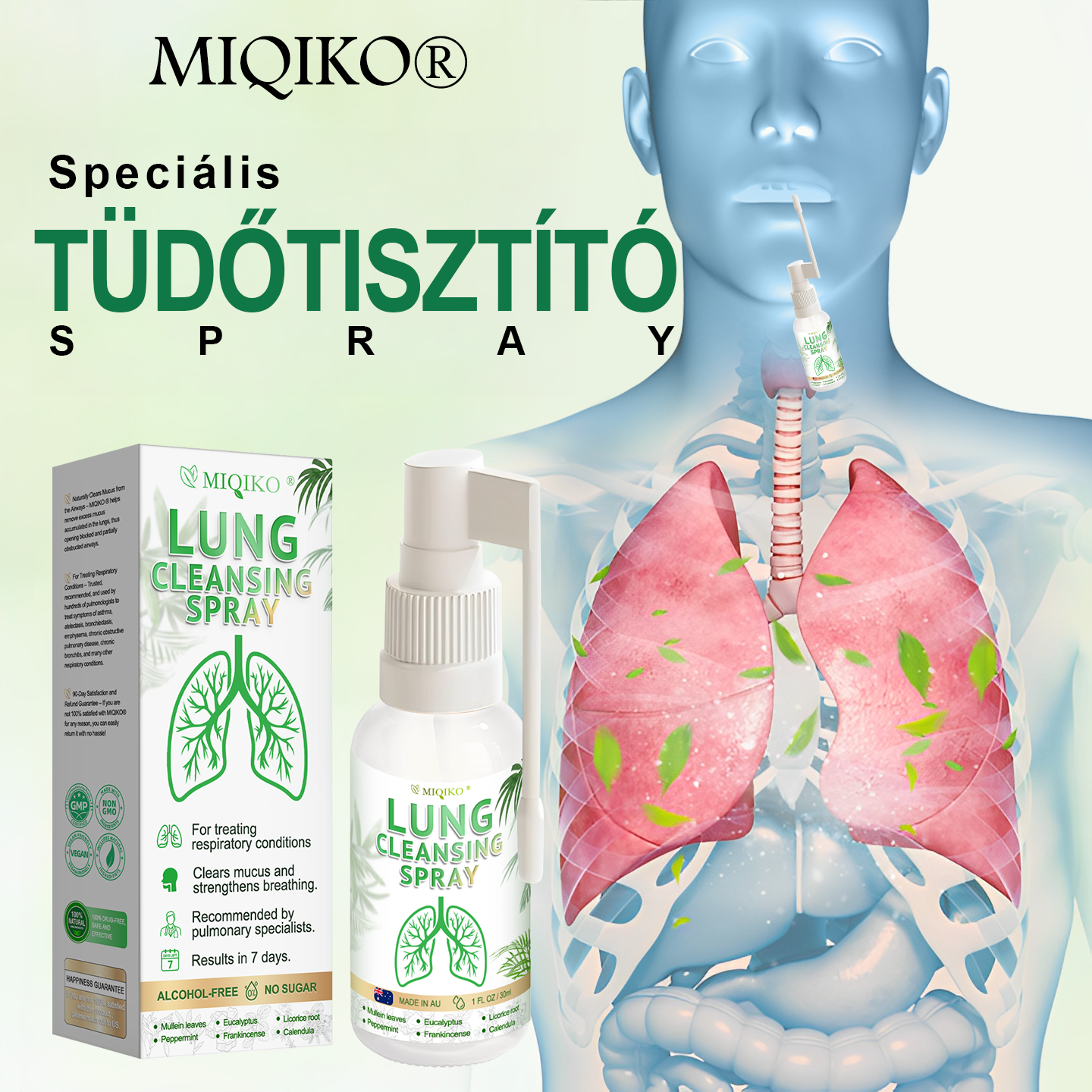 [Hivatalos márkaüzlet] 👨‍⚕️𝐌𝐈𝐐𝐈𝐊𝐎® Fejlett tüdőtisztító spray (☘️Tüdőspecialisták ajánlásával☘️)