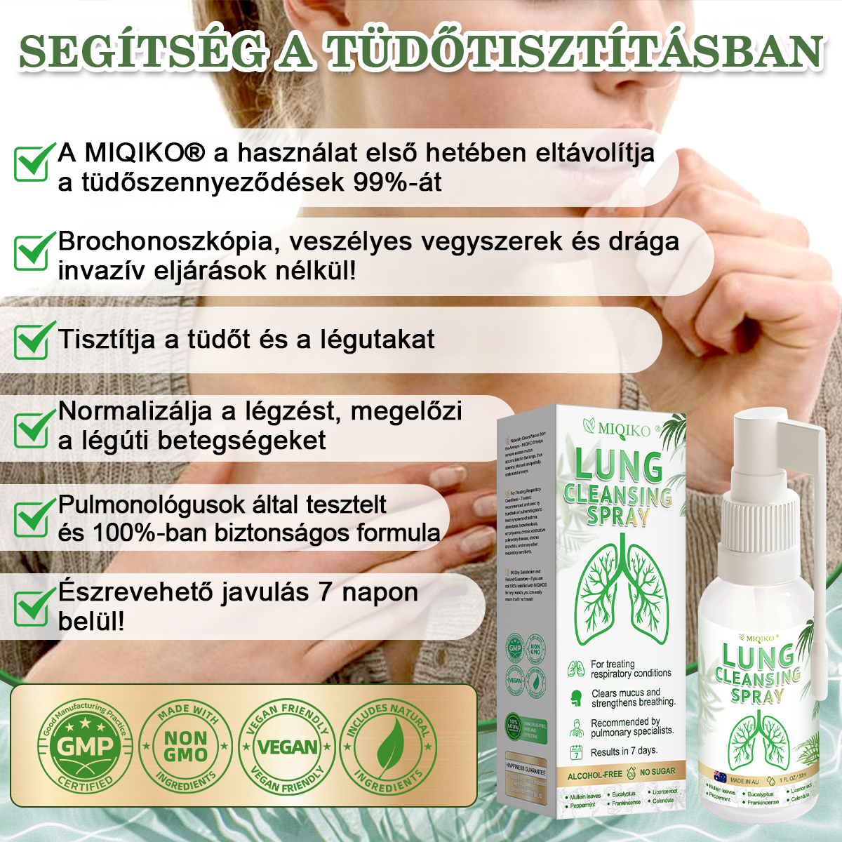 [Hivatalos márkaüzlet] 👨‍⚕️𝐌𝐈𝐐𝐈𝐊𝐎® Fejlett tüdőtisztító spray (☘️Tüdőspecialisták ajánlásával☘️)