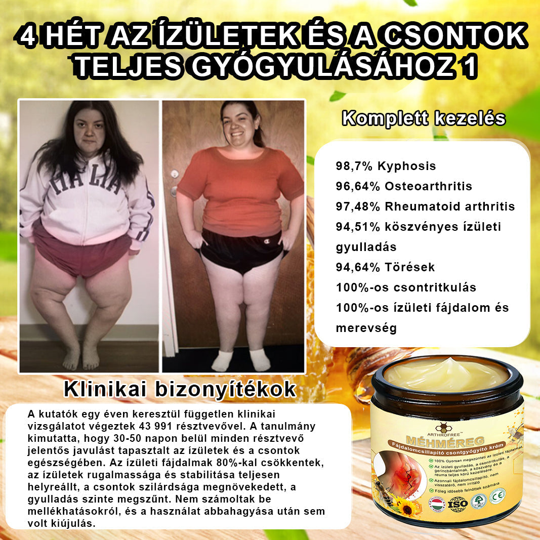 ArthroFree™ Méhméreg Fájdalomcsillapító Csontgyógyító Krém 🐝🌿🌿 (Kifejezetten idősek számára & az AIPM ajánlja)🔥🔥