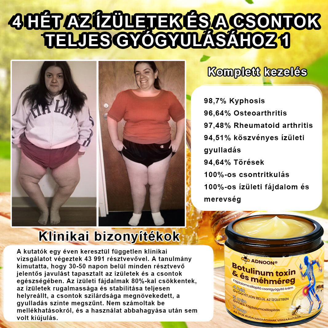ADNOON® Botulinum Toxin & Méhméreg Fájdalomcsillapító Csontgyógyító Krém👨‍⚕️A Magyar Ortopéd Társaság (MOT) Által Jóváhagyva